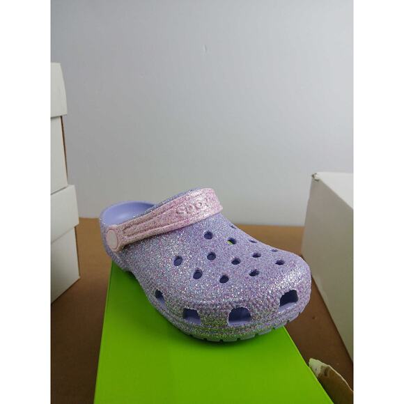 NWT Crocs Classic Glitter Galore Clog Kids Shoes , Sparkly Comfort , Size C12 - Picture 1 of 3